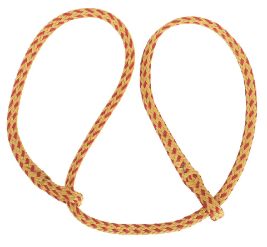 Kerbl Geburtsstrick poly/flach gelb-rot, mit zwei Schlaufen