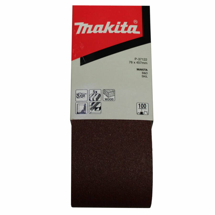 Makita P-37122 Schleifband 457 x 76 mm  K100 Inh. 5 Stk.