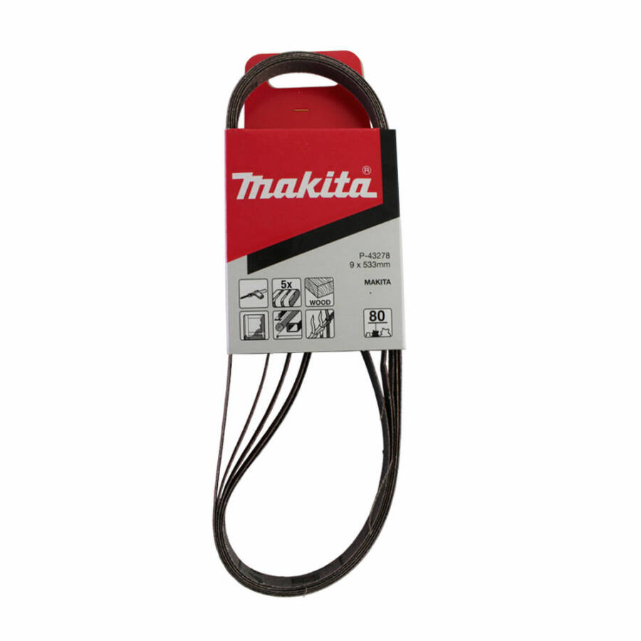 Makita P-43278 Schleifband 533 x 9 mm K80 (5 Stk.)
